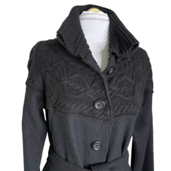 Bagatelle Long Sleeve Long Length Black Button Front Belted Cardigan Size M - Picture 3 of 8